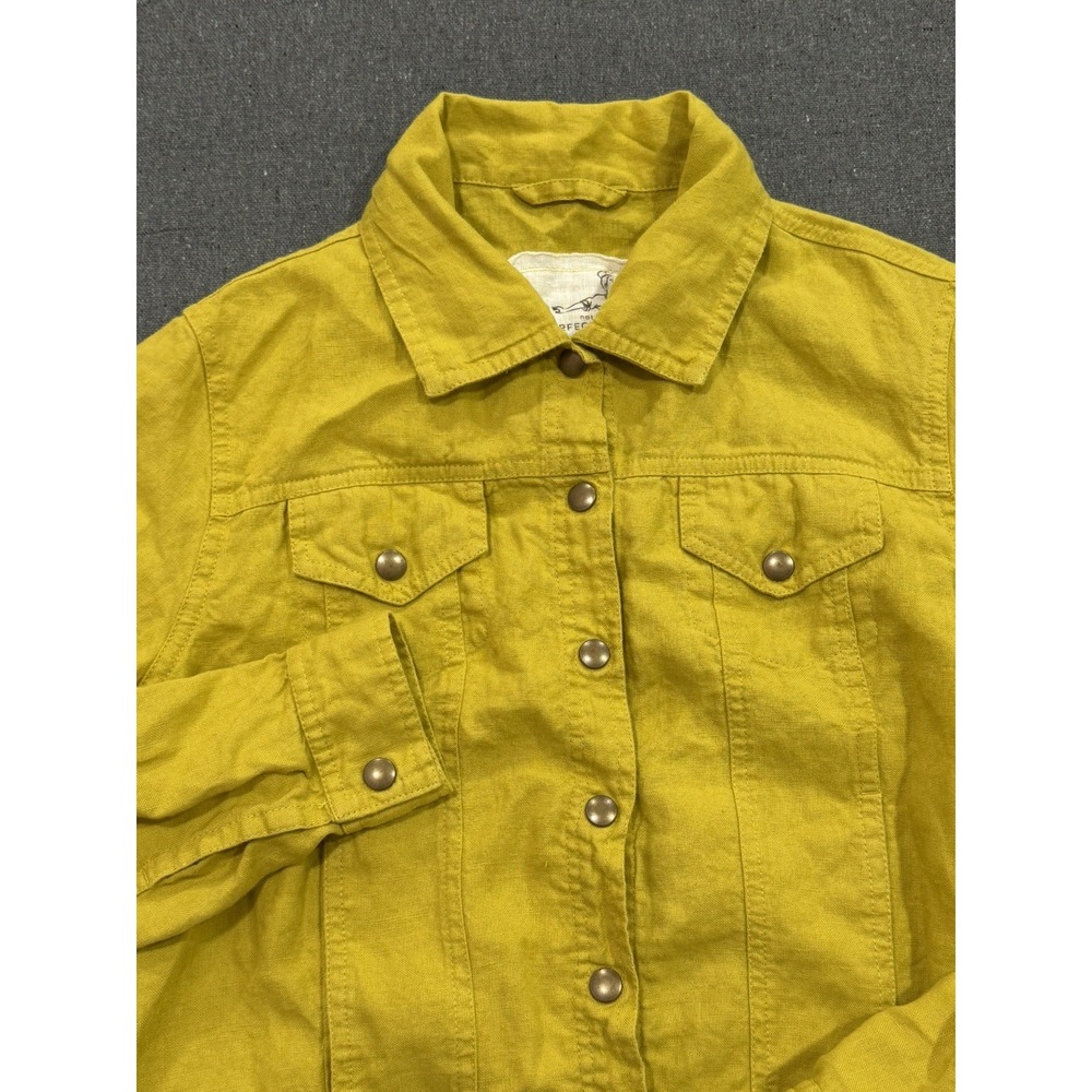Not Perfect Linen Jacket Women's Size S/M Yellow Pockets Snap Capsule